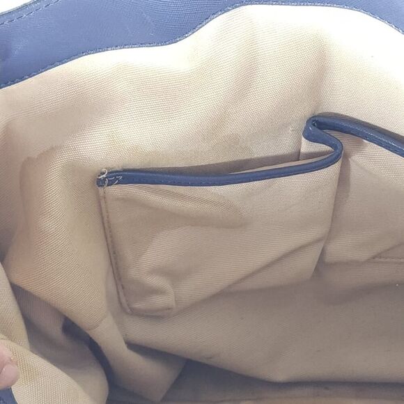 Tory Burch Robinson East West Blue Leather Large Top Handle Tote Bag Handbag - Picture 12 of 16